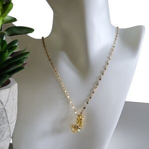 Li Ge pretty golden chain with crystal/mermaid pendant, fashion jewelry